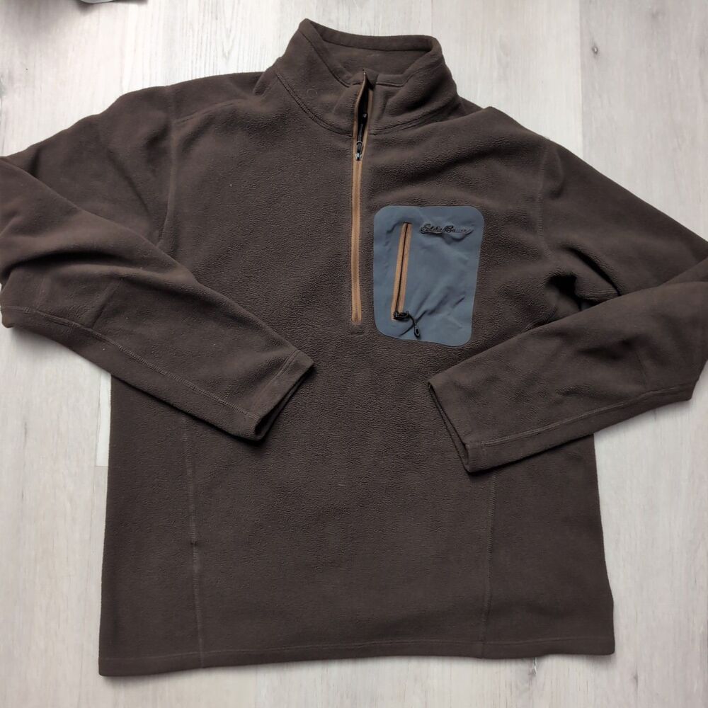 Eddie Bauer First Ascent Polartec Fleece Quarter Zip Mens Medium Brown